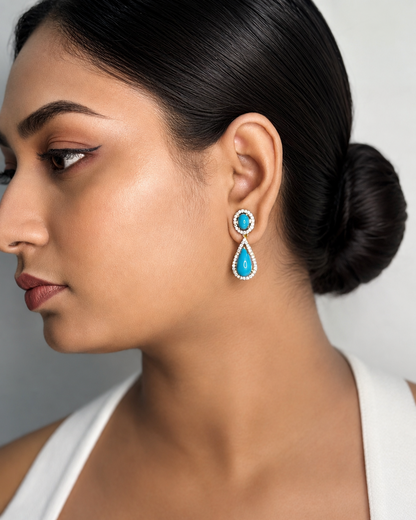 Firozza Blue Cocktail Drop Earrings