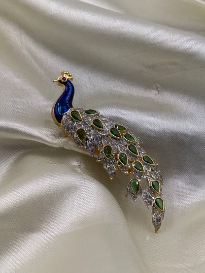 Majestic Peacock Statement Brooch for Men