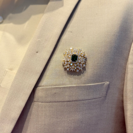 22KT Gold-Plated Floral Cluster Brooch for Men