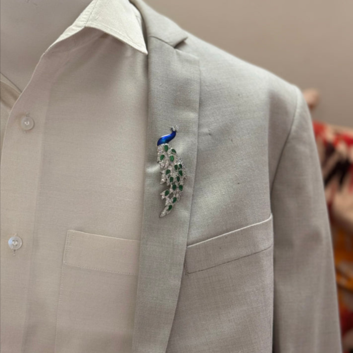 Majestic Peacock Statement Brooch for Men