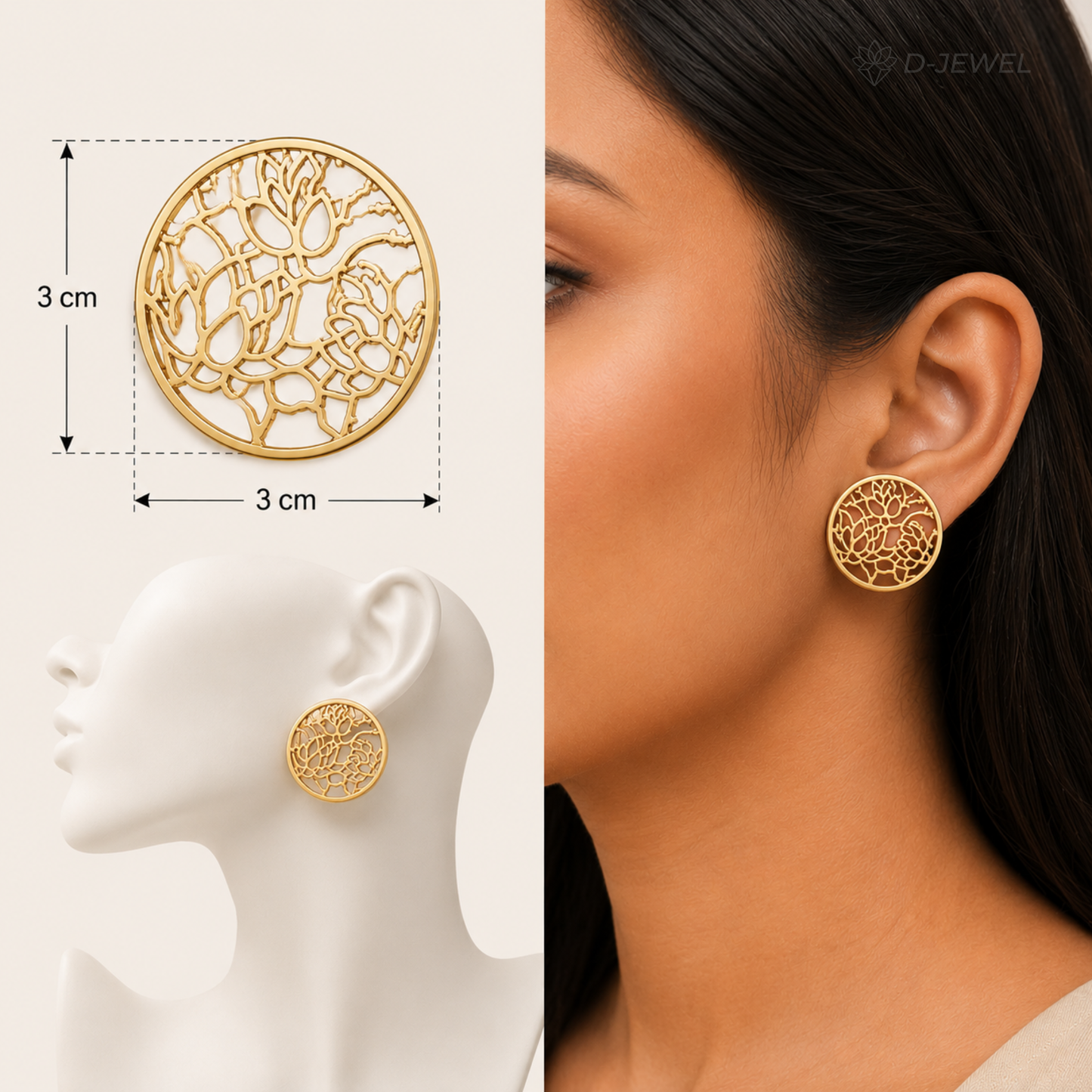 Lotus Cutwork Stud Earrings