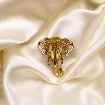 22KT Gold Plated Geometric Elephant Brooch for Men - Black