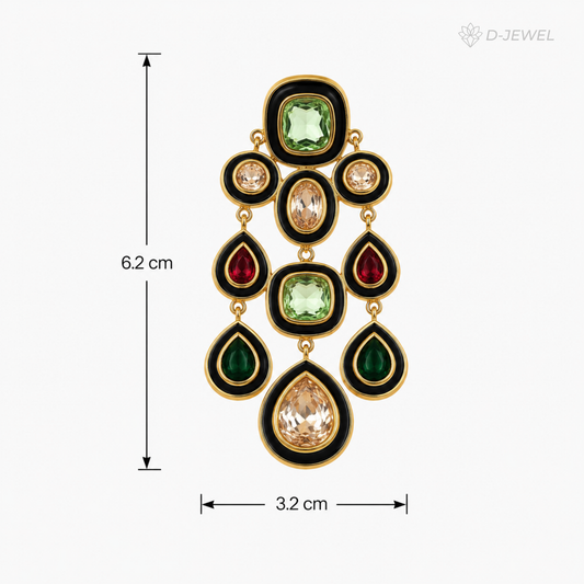 Navratna Multistone Style Drop Earrings