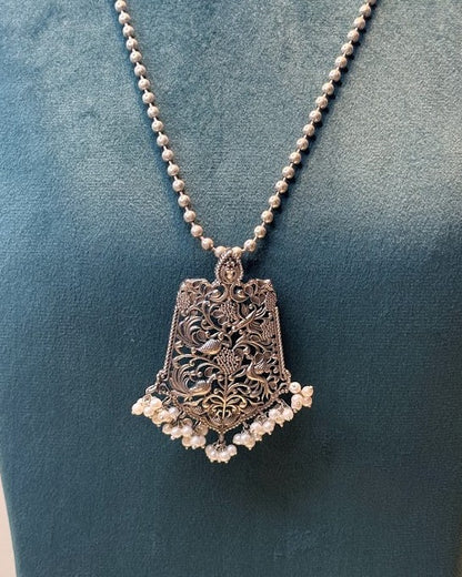 Oxidised Bird Pendant Style Necklace Set