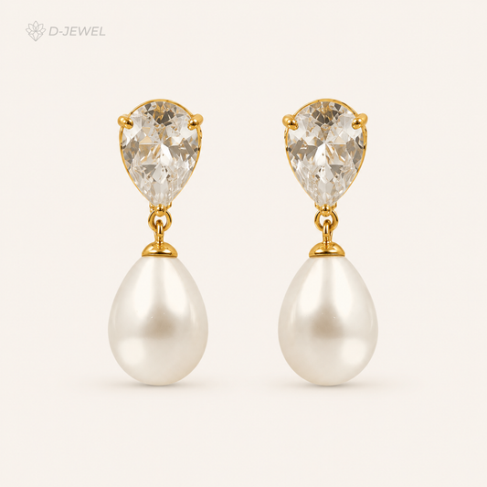 Pearl Drop Solitaire Earrings