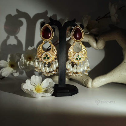 Royal Pearl Tassel Chandbali Earrings For Festive Brides