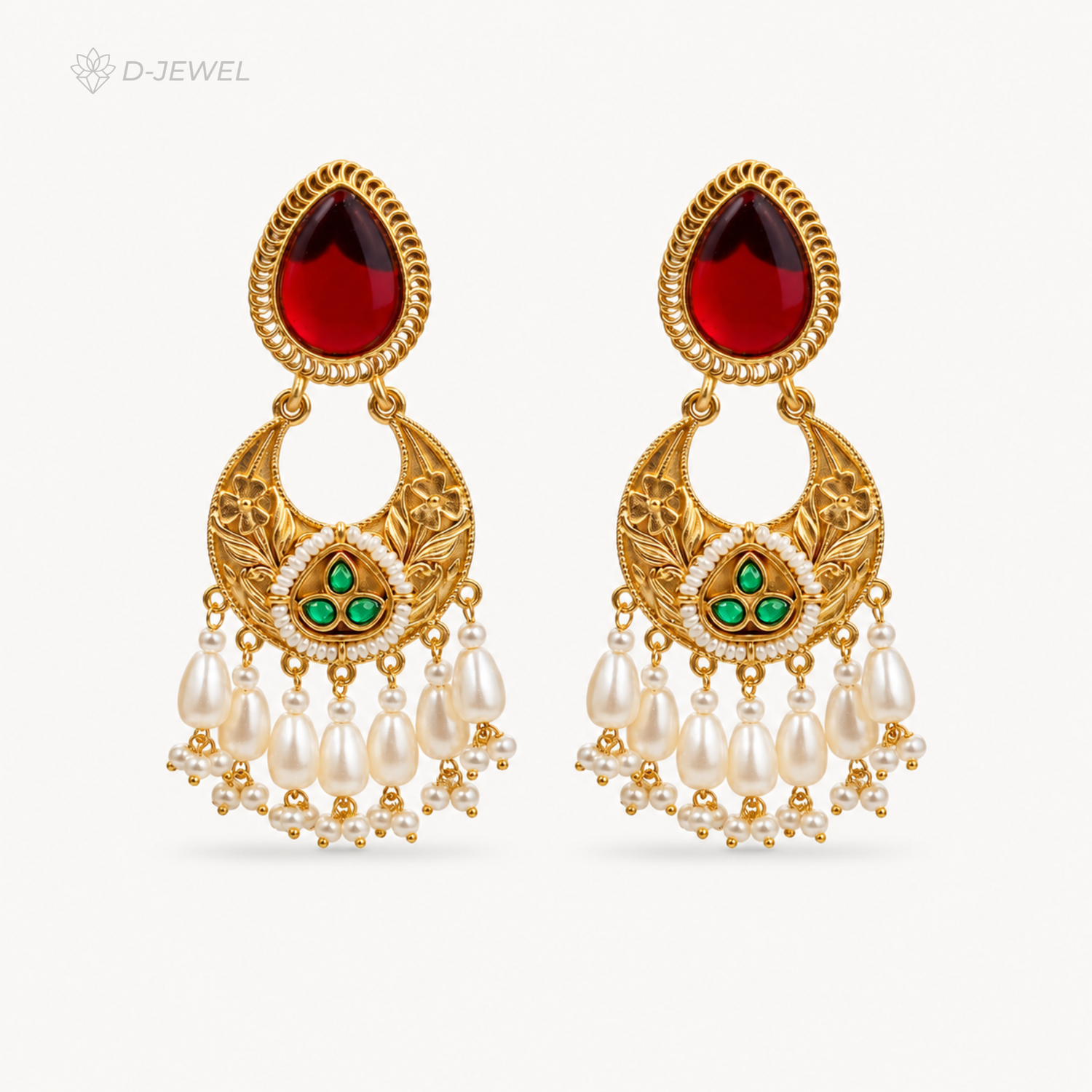 Pearl Tassel Chandbali Earrings