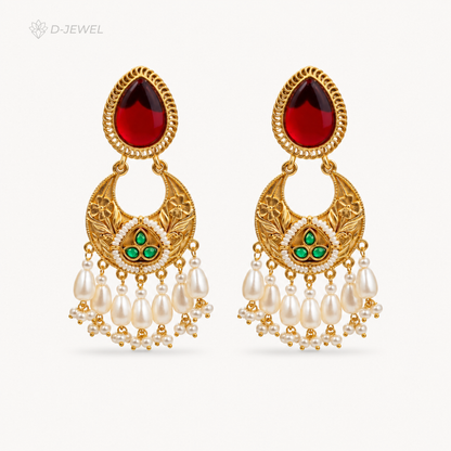 Royal Pearl Tassel Chandbali Earrings For Festive Brides