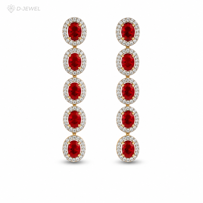 Bold Red Crystal Halo Cocktail Drop Earrings for Parties