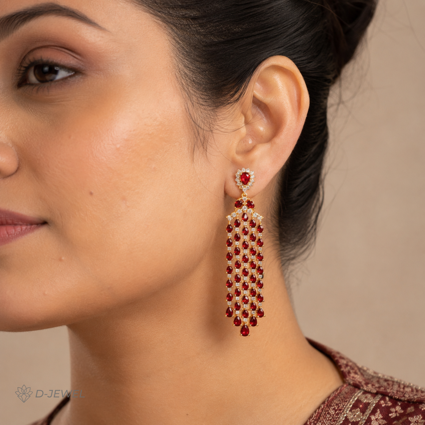 Ruby Cascade Statement Earrings