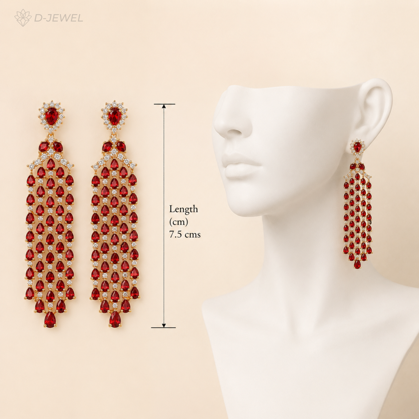 Ruby Cascade Statement Earrings