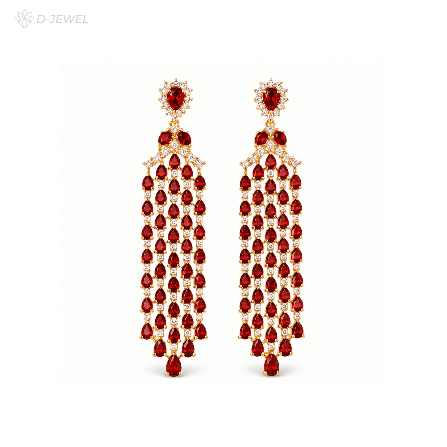 Ruby Cascade Statement Earrings