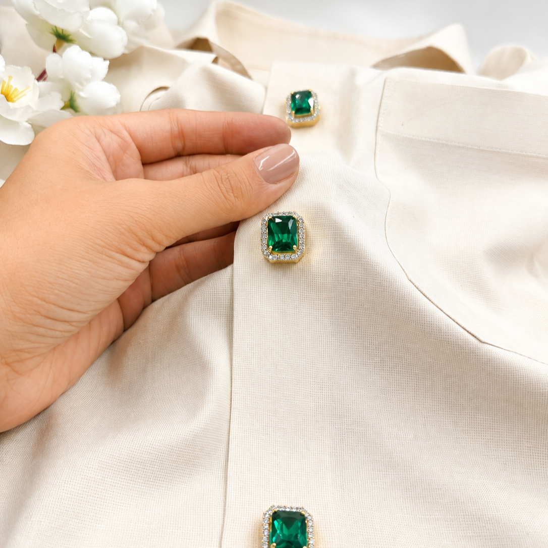 Rectangular Halo Detachable Shirt Button Covers