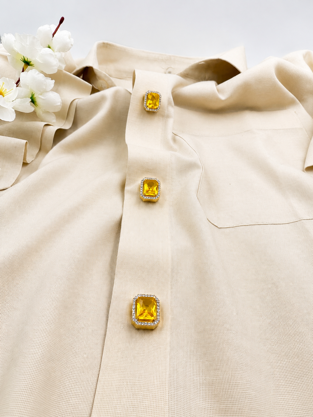 Rectangular Halo Detachable Shirt Button Covers