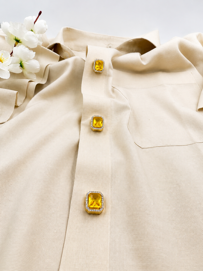 Rectangular Halo Detachable Shirt Button Covers