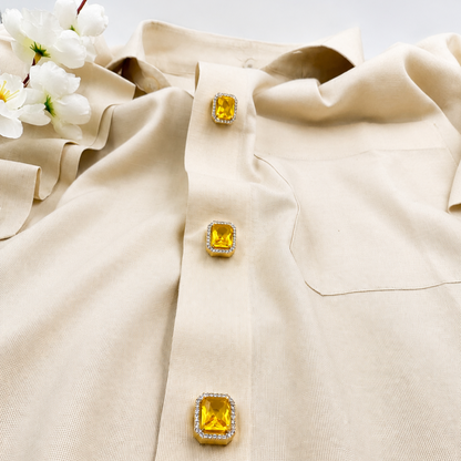 Rectangular Halo Detachable Shirt Button Covers