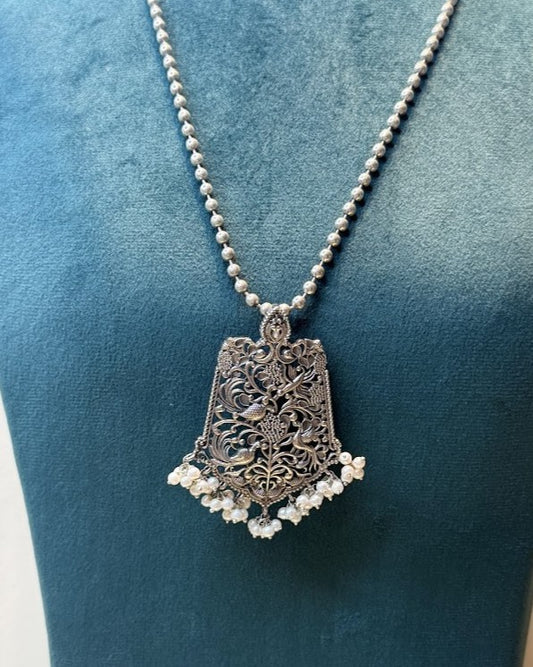 Oxidised Bird Pendant Style Necklace Set