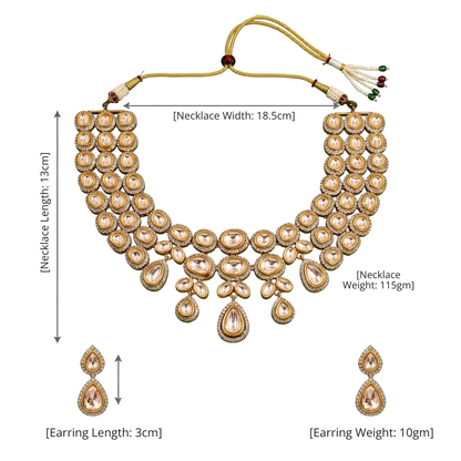 White Kundan Short Necklace Set with Drop Earrings