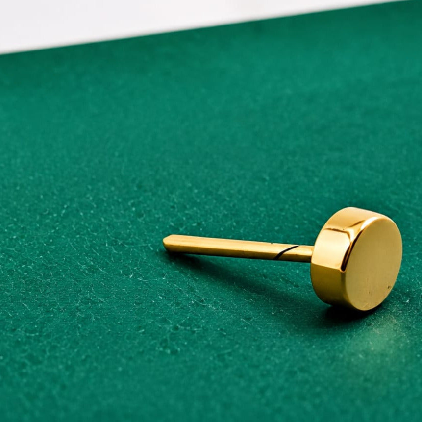 Men’s Minimal Round Stud Earrings, 22KT Gold Plated