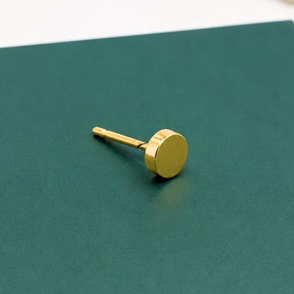 Men’s Minimal Round Stud Earrings, 22KT Gold Plated