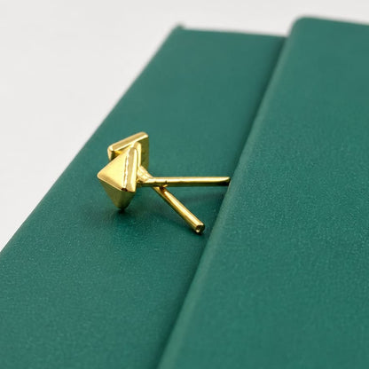 Men’s Pyramid Stud Earrings, 22KT Gold Plated