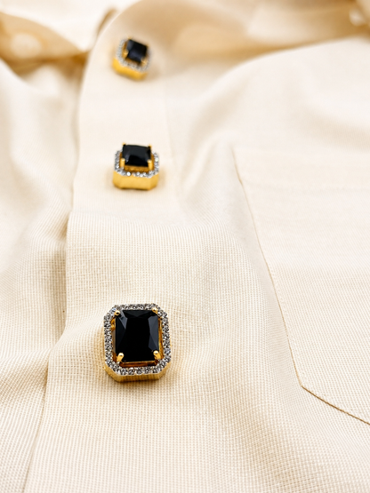 Rectangular Halo Detachable Shirt Button Covers